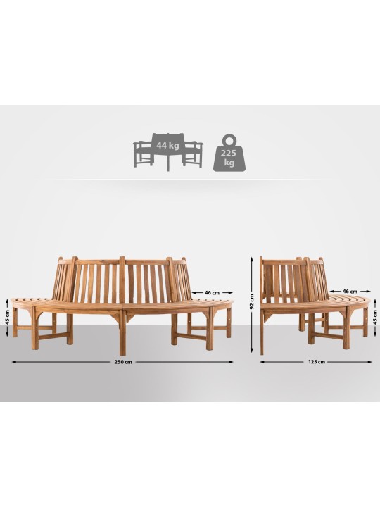 Leming boombank halfrond 250 cm, teak