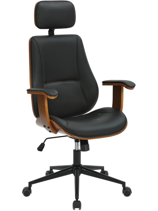 Bureaustoel Lugo kunstleer, walnoot/zwart