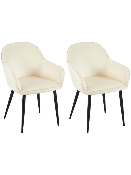 Set van 2 eetkamerstoelen Boise fluweel, crème Set van 2 eetkamerstoelen Boise fluweel, crème