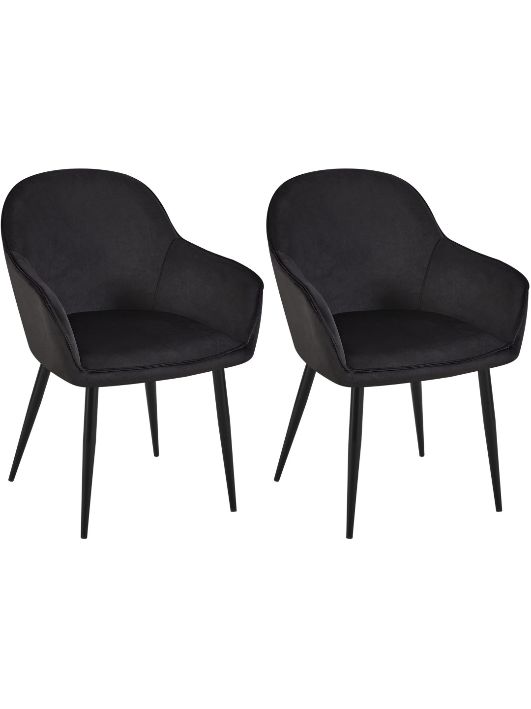 Set van 2 eetkamerstoelen Boise fluweel, zwart