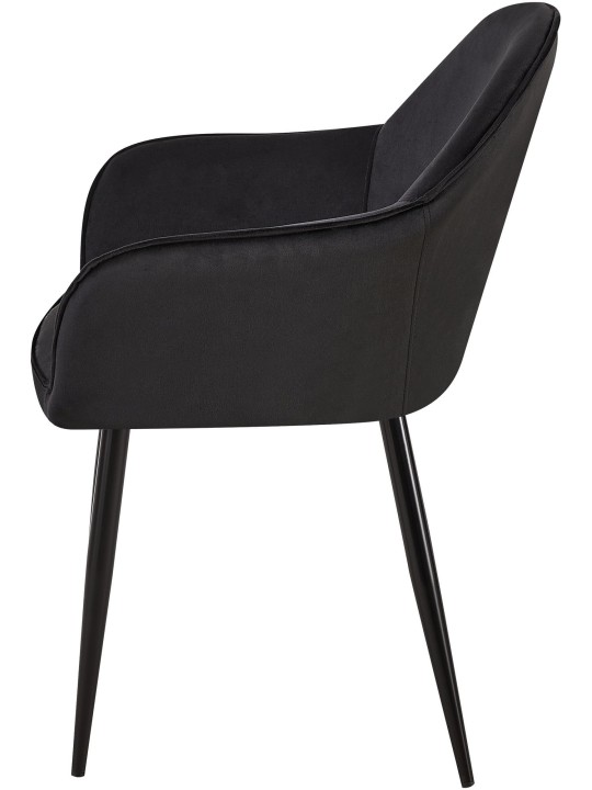 Set van 2 eetkamerstoelen Boise fluweel, zwart Set van 2 eetkamerstoelen Boise fluweel, zwart
