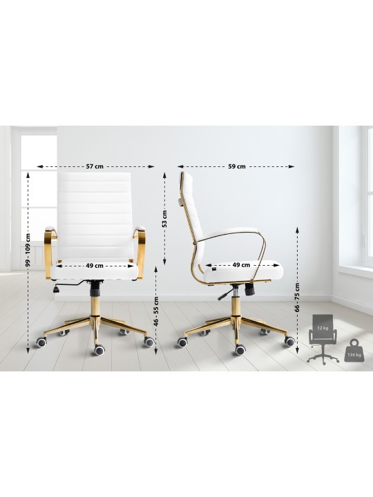 Bureaustoel Havana kunstleer, wit Bureaustoel Havana kunstleer, wit