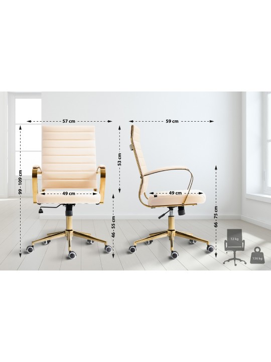 Bureaustoel Havana kunstleer, crème Bureaustoel Havana kunstleer, crème