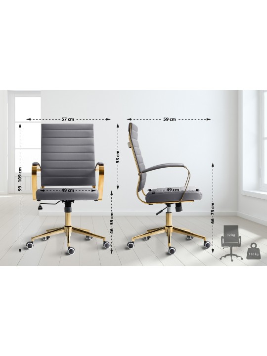 Bureaustoel Havana kunstleer, grijs Bureaustoel Havana kunstleer, grijs