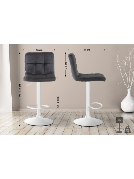 Barkruk Peru fluweel, zwart