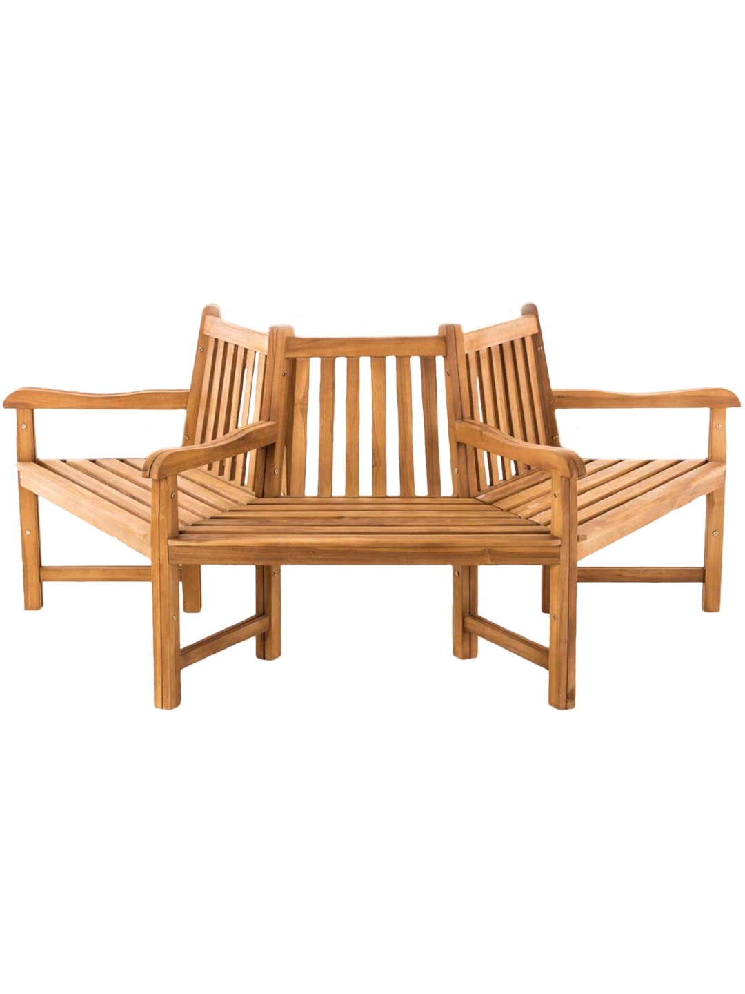 Kenna boombank met armleuning halfrond 200 cm, teak