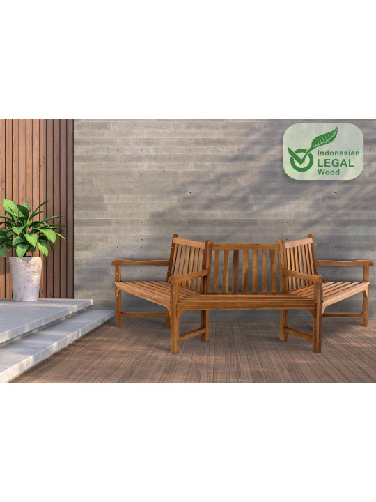 Kenna boombank met armleuning halfrond 250 cm, teak