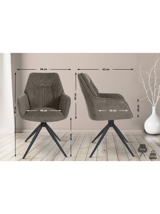 Eetkamerstoel Jules stof, donkergrijs