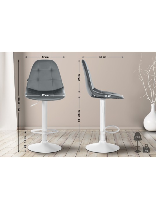 Barkruk Elmore kunstleer W, grijs