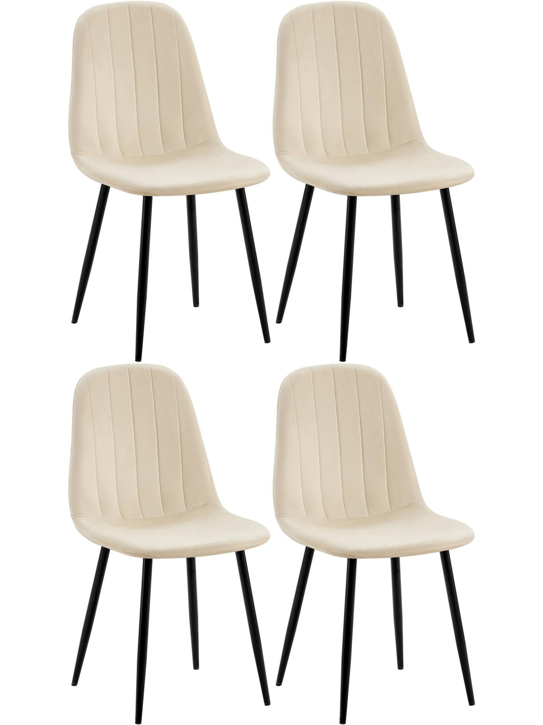 Set van 4 eetkamerstoelen Baxter fluweel, crème