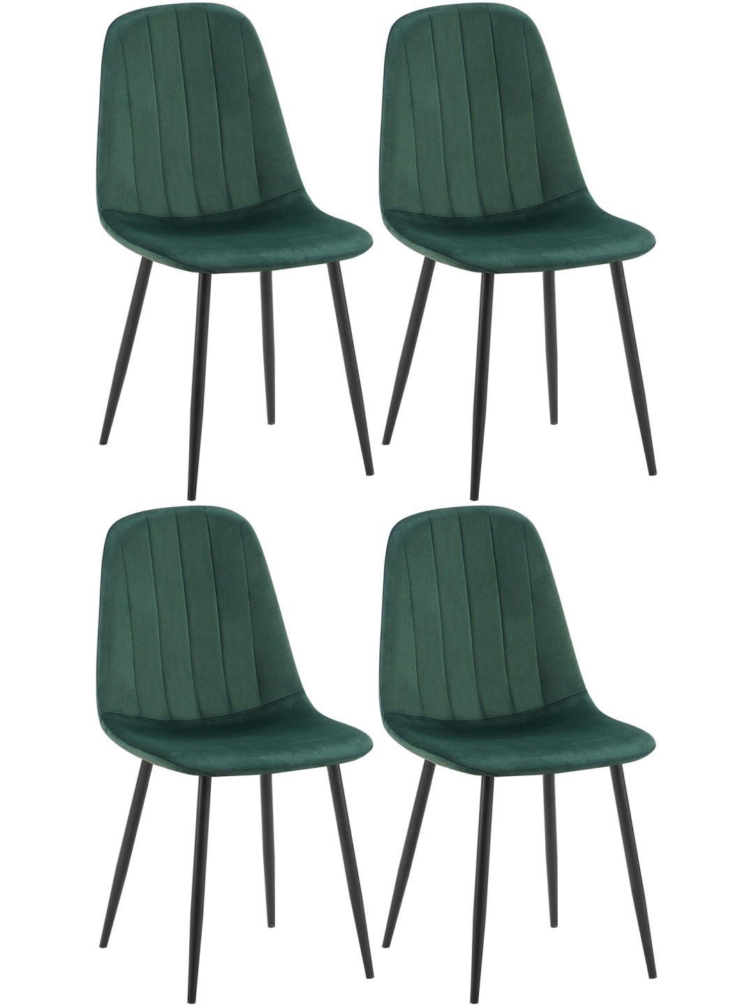 Set van 4 eetkamerstoelen Baxter fluweel, groen