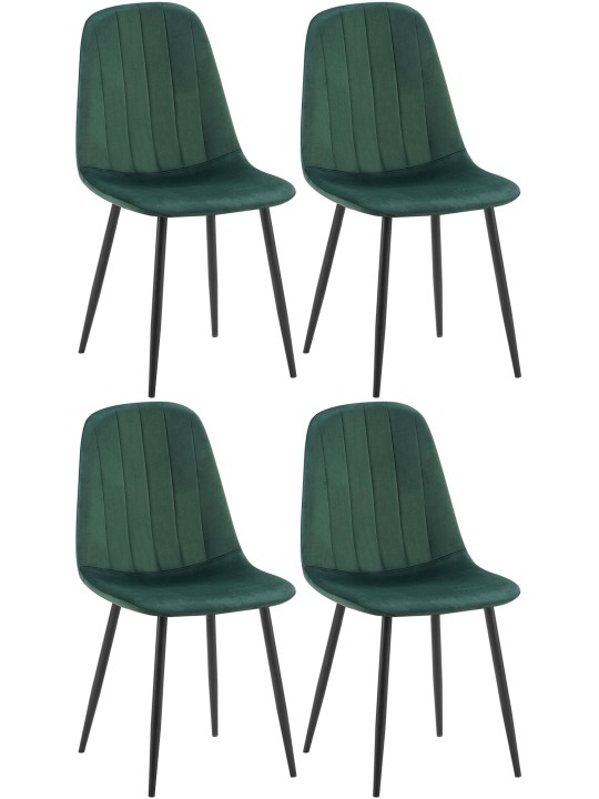 Set van 4 eetkamerstoelen Baxter fluweel, groen