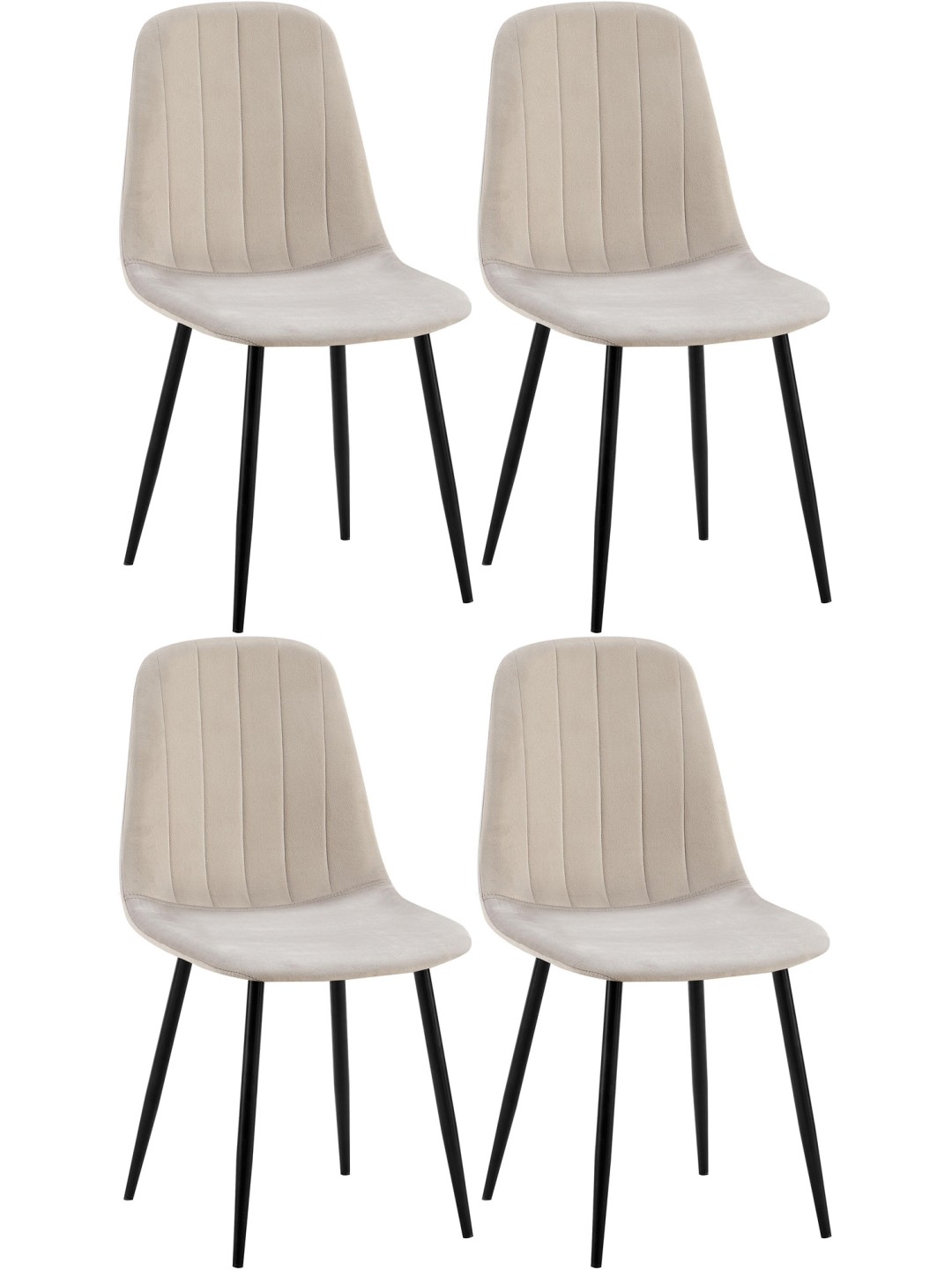 Set van 4 eetkamerstoelen Baxter fluweel, grijs