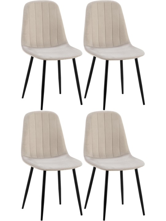 Set van 4 eetkamerstoelen Baxter fluweel, grijs