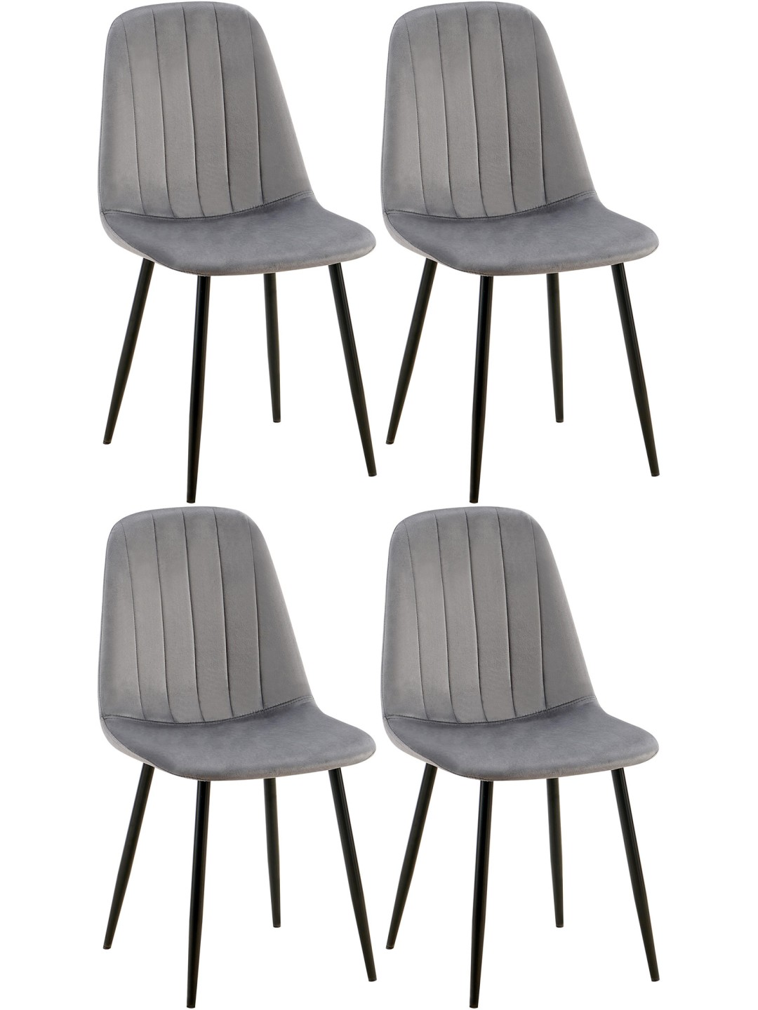 Set van 4 eetkamerstoelen Baxter fluweel, donkergrijs