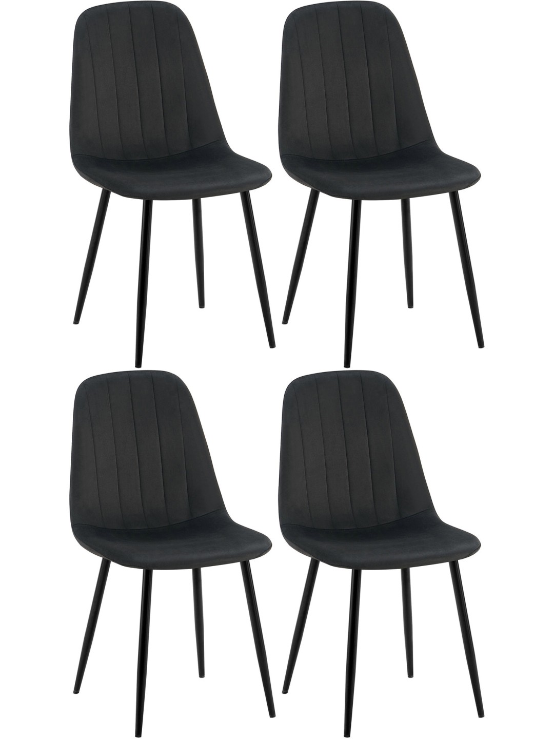 Set van 4 eetkamerstoelen Baxter fluweel, zwart