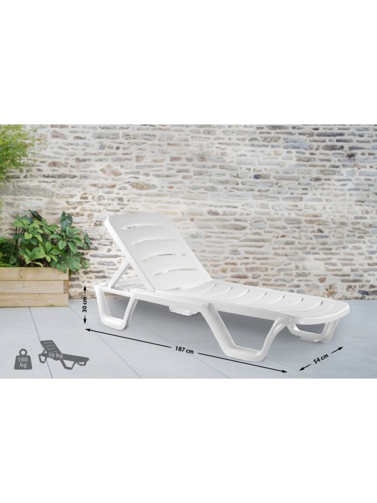 Set van 10 ligstoelen Bahama, wit Set van 10 ligstoelen Bahama, wit