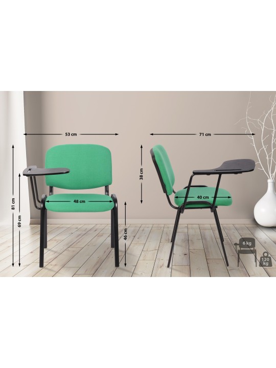 Set van 4 Ken stoelen met klaptafel stof, groen