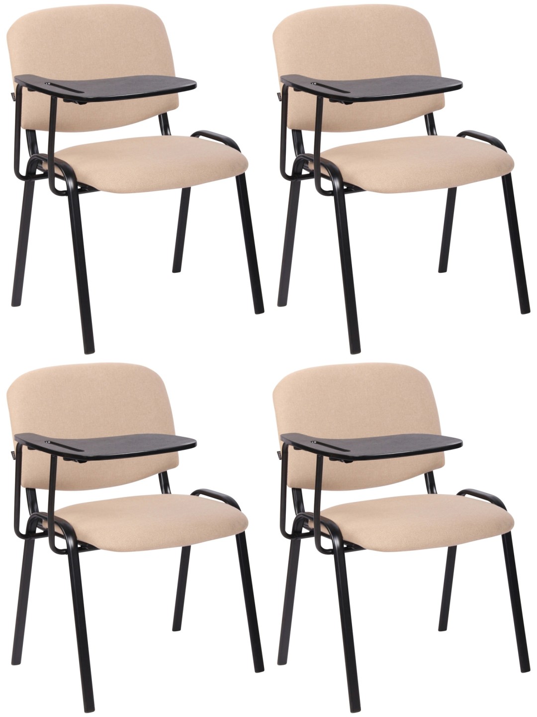 Set van 4 Ken stoelen met klaptafel stof, crème