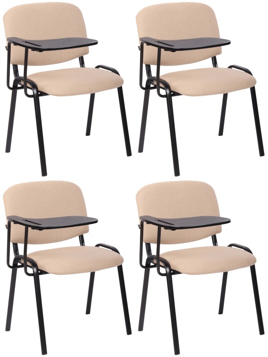 Set van 4 Ken stoelen met klaptafel stof, crème