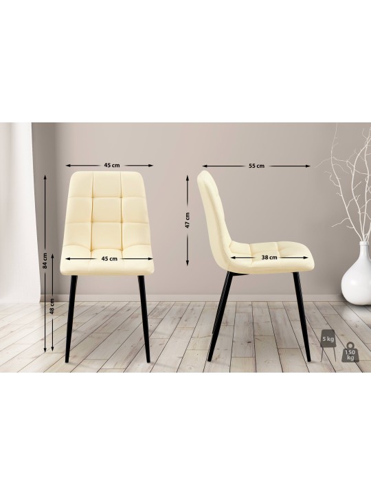 Set van 4 eetkamerstoelen Antibes kunstleer, crème