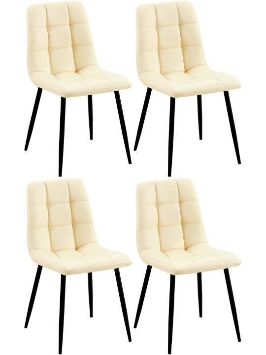 Set van 4 eetkamerstoelen Antibes kunstleer, crème