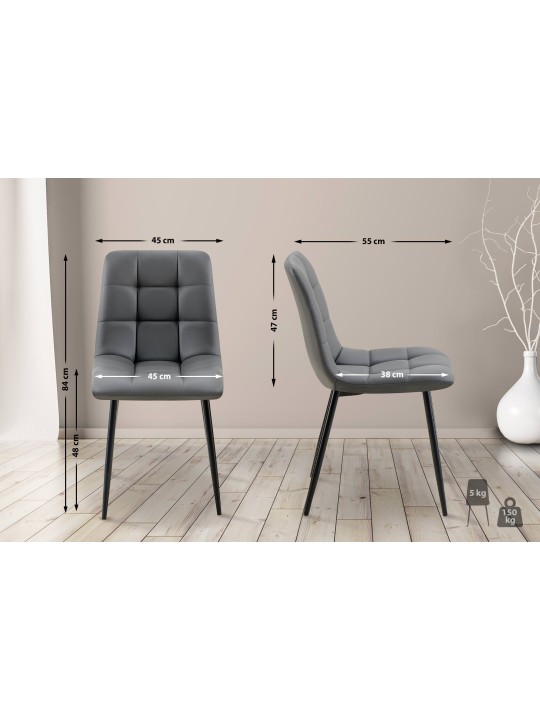 Set van 4 eetkamerstoelen Antibes kunstleer, donkergrijs Set van 4 eetkamerstoelen Antibes kunstleer, donkergrijs