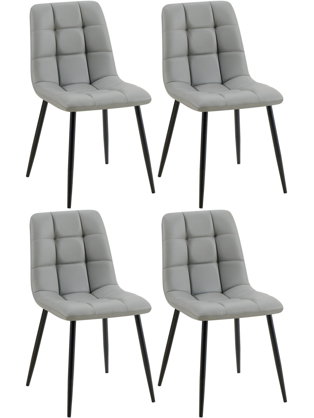 Set van 4 eetkamerstoelen Antibes kunstleer, lichtgrijs