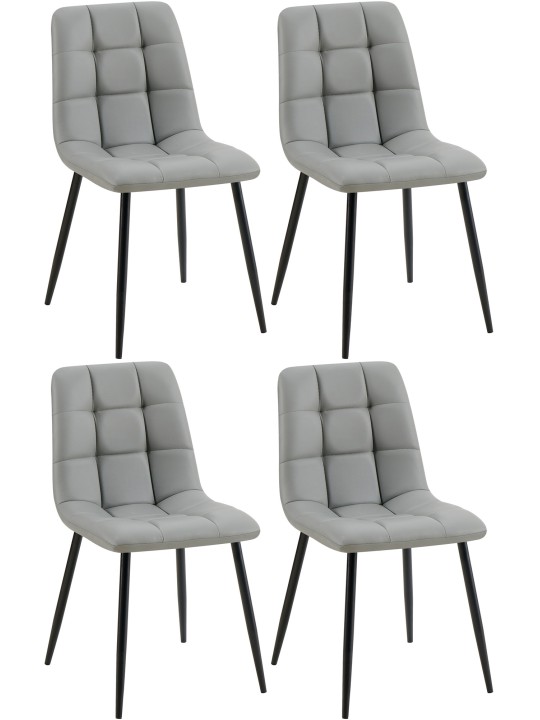 Set van 4 eetkamerstoelen Antibes kunstleer, lichtgrijs Set van 4 eetkamerstoelen Antibes kunstleer, lichtgrijs