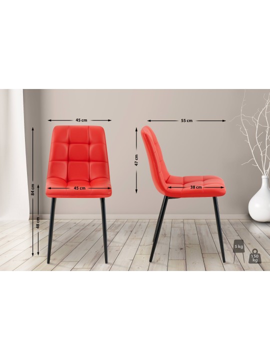Set van 4 eetkamerstoelen Antibes kunstleer, rood