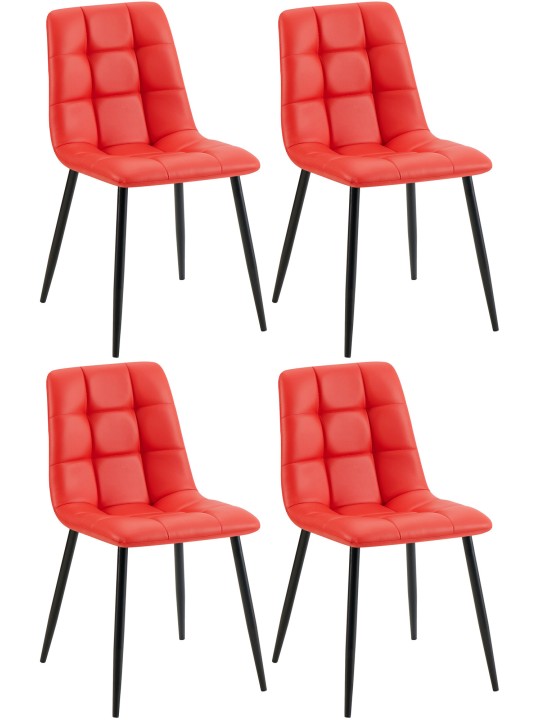 Set van 4 eetkamerstoelen Antibes kunstleer, rood
