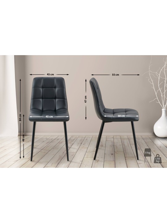 Set van 4 eetkamerstoelen Antibes kunstleer, zwart