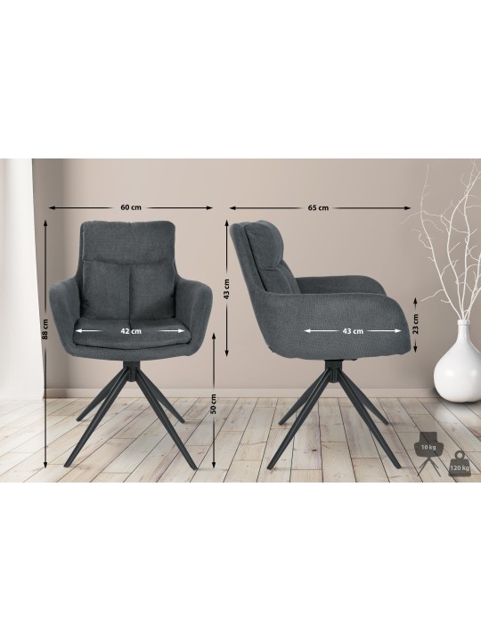 Eetkamerstoel Vilas stof, donkergrijs