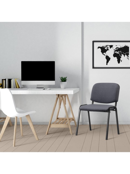 Bezoekersstoel Ken stof, grijs