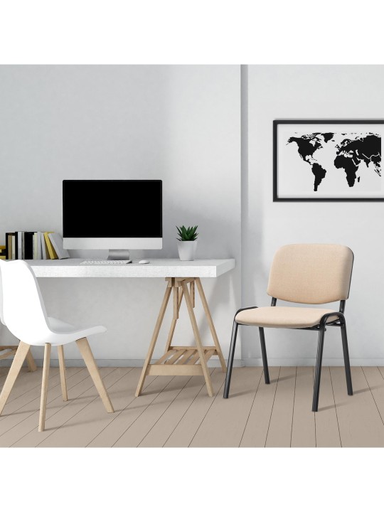 Bezoekersstoel Ken stof, crème