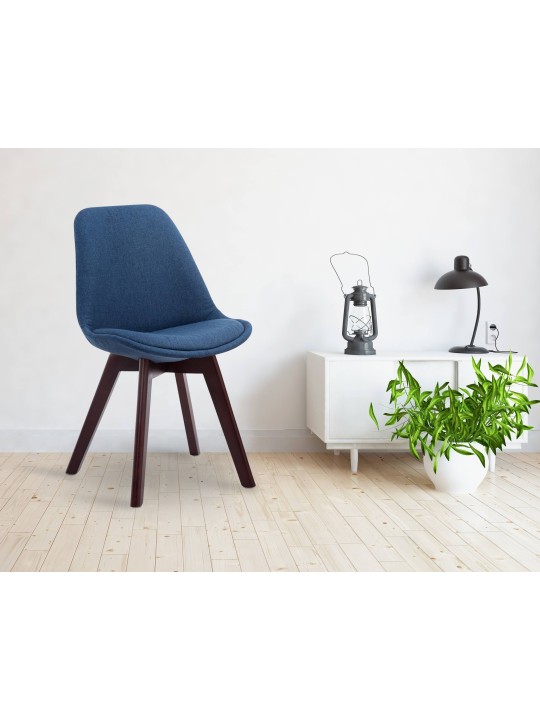 Bezoekersstoel Borneo V2 walnoot stof, blauw Bezoekersstoel Borneo V2 walnoot stof, blauw
