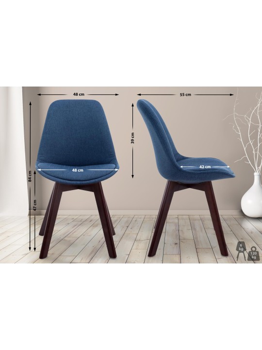 Bezoekersstoel Borneo V2 walnoot stof, blauw Bezoekersstoel Borneo V2 walnoot stof, blauw