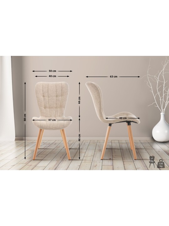 Set van 2 stoelen Elda stof, crème