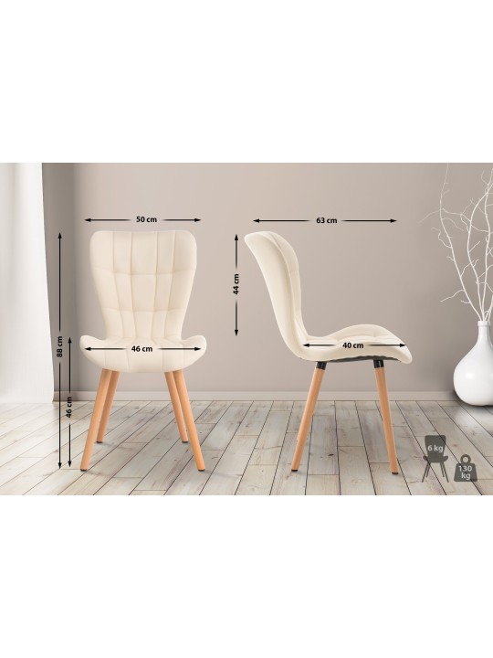 Set van 2 stoelen Elda kunstleer, crème