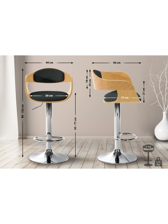 Barkruk Kingston C, naturel/zwart