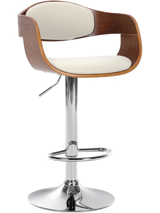 Barkruk Kingston C, walnoot/wit