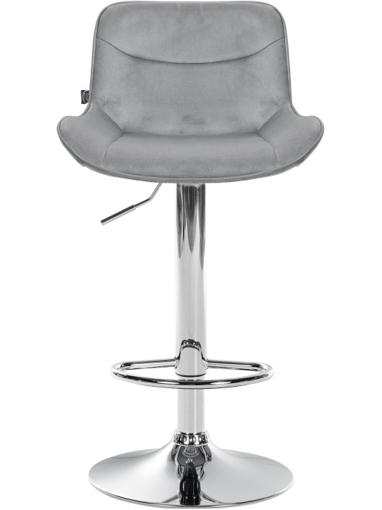 Barkruk Vonore fluweel chroom, grijs