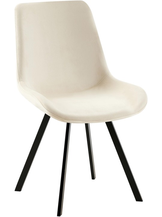 Lewes fluwelen eetkamerstoel, crème