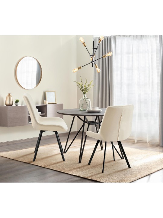 Lewes fluwelen eetkamerstoel, crème