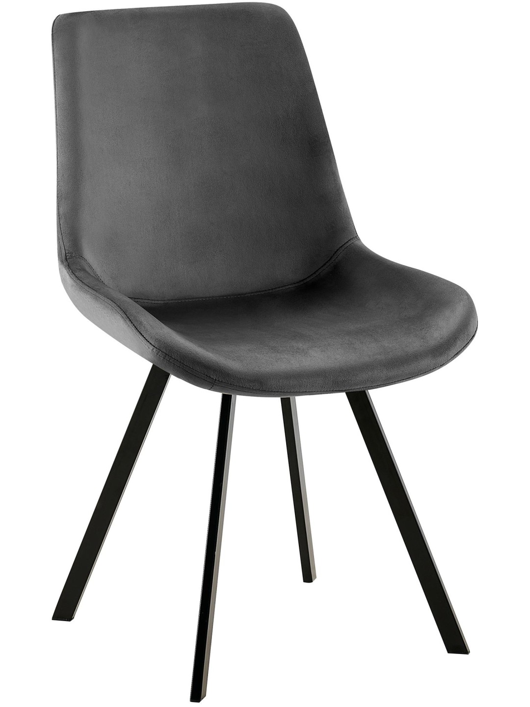 Lewes fluwelen eetkamerstoel, donkergrijs