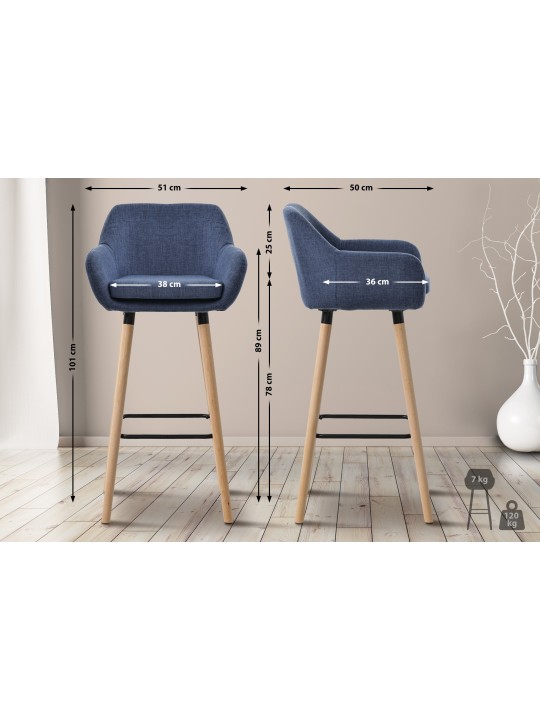 Barkruk Grant stof, donkerblauw