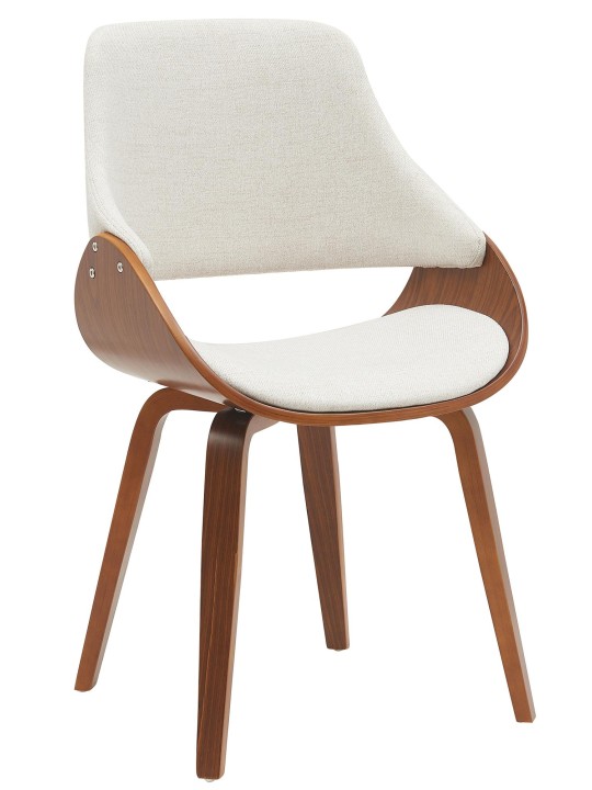 Eetkamerstoel Vangale stof, walnoot/crème