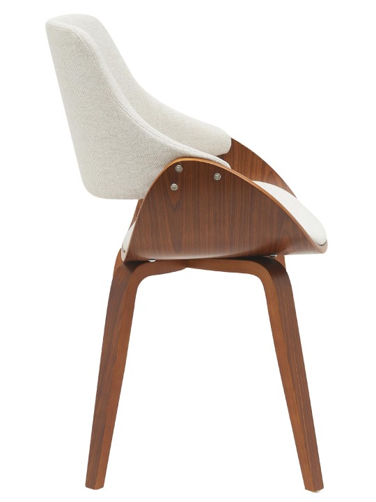 Eetkamerstoel Vangale stof, walnoot/crème