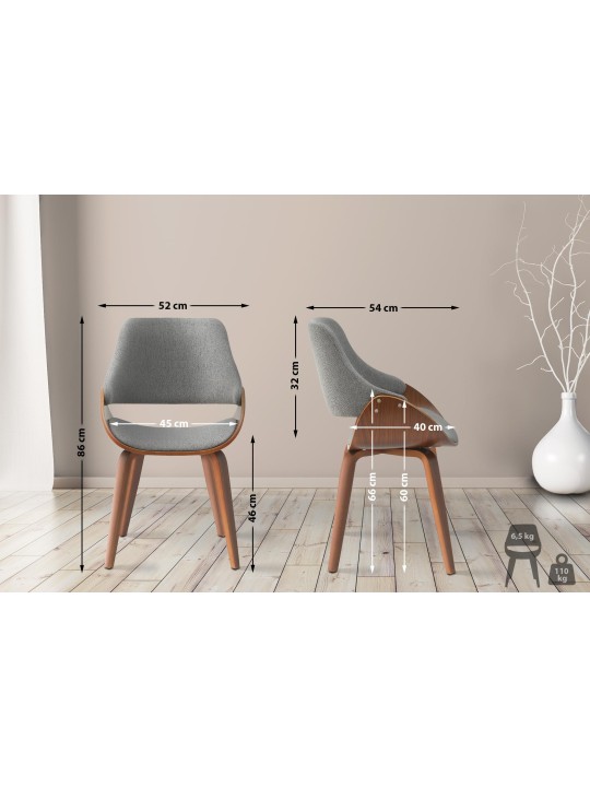 Eetkamerstoel Vangale stof, walnoot/donkergrijs