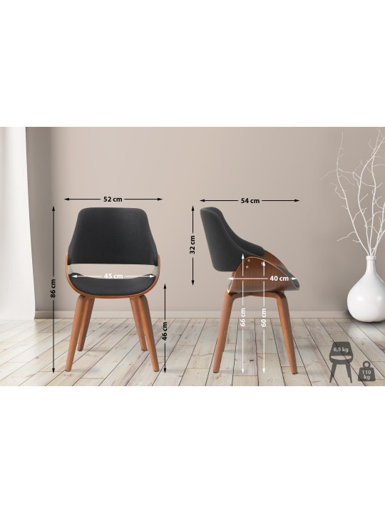 Eetkamerstoel Vangale stof, walnoot/zwart